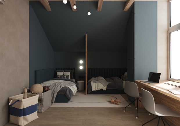 Визуализация интерьера детской в современном стиле с элементами минимализма