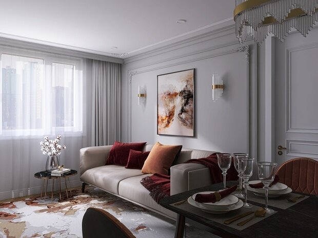 Фото из портфолио Гостиная-столовая неоклассика – фотографии дизайна интерьеров на INMYROOM