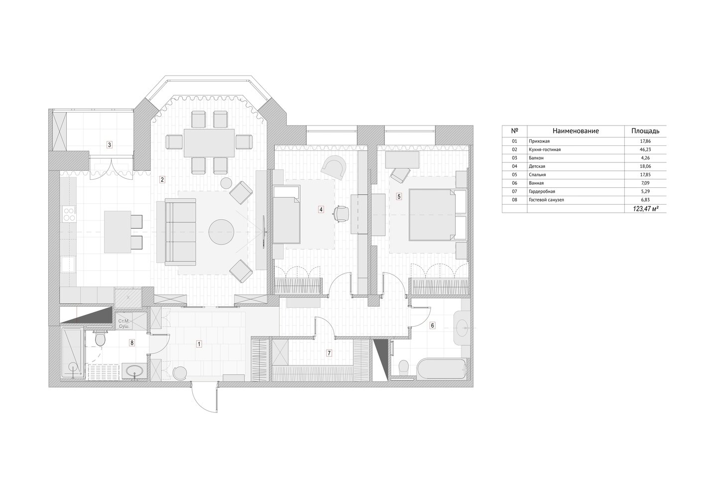 Фотография: Планировки в стиле , Современный, Квартира, Проект недели, Москва, Монолитный дом, 3 комнаты, Более 90 метров, Anddesign – фото на INMYROOM