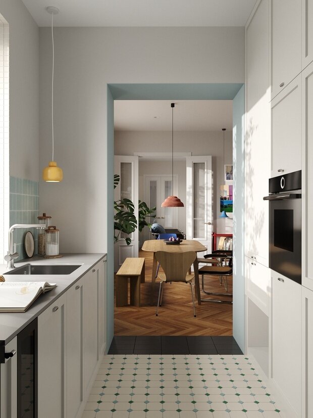 Фотография: Кухня и столовая в стиле Скандинавский, Современный, Квартира, Проект недели, Москва, 4 и больше, Более 90 метров, DSGN HUB, Винтажный – фото на INMYROOM