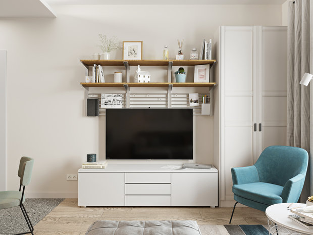 Фотография: Гостиная в стиле Скандинавский, Квартира, Проект недели, Москва, 2 комнаты, 60-90 метров, Эльжбета Чегарова – фото на INMYROOM