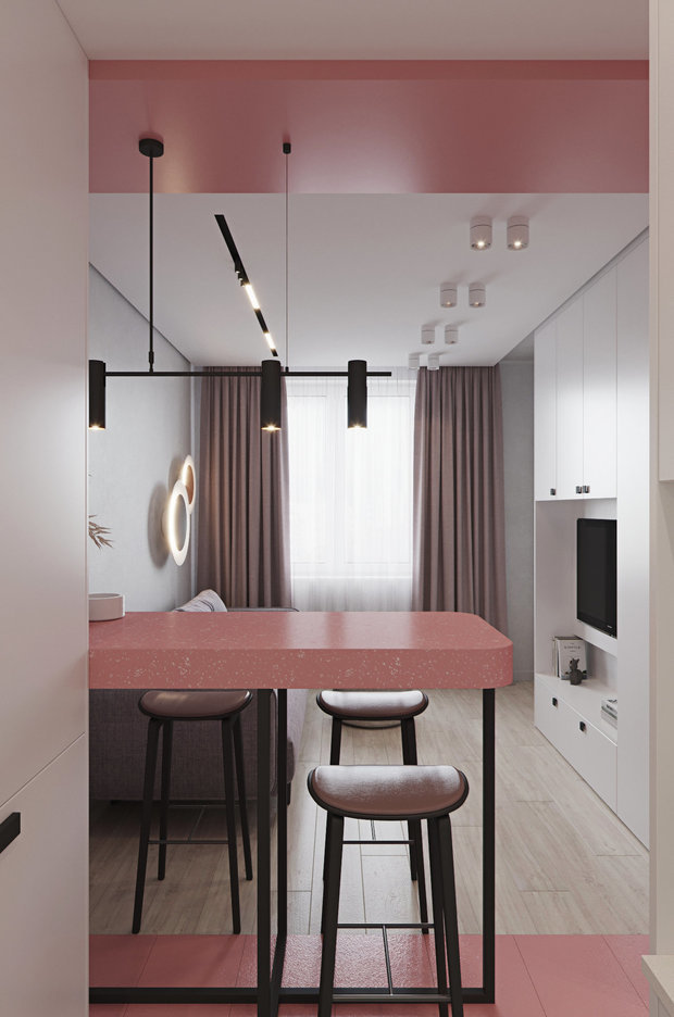 Фотография: Гостиная в стиле Современный, Минимализм, Квартира, Перепланировка, Санкт-Петербург, Алена Тимонина, Андрей Тимонин, Монолитный дом, 1 комната, до 40 метров – фото на INMYROOM