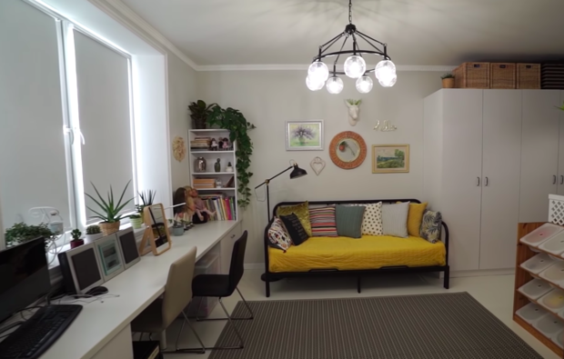 Фотография: Гостиная в стиле Скандинавский, Детская, Квартира, Планировки, Советы, идеи для малогабаритки, 1 комната, до 40 метров – фото на INMYROOM