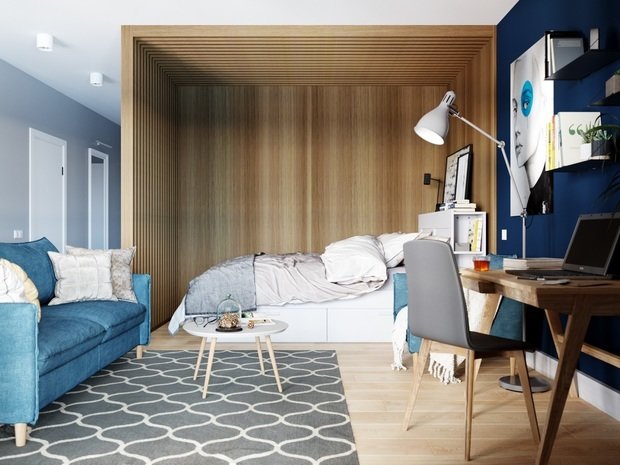 Фотография: Гостиная в стиле Скандинавский, Современный, Студия, Проект недели, Беларусь, Минск, до 40 метров, Монолитно-кирпичный, Protena – фото на INMYROOM