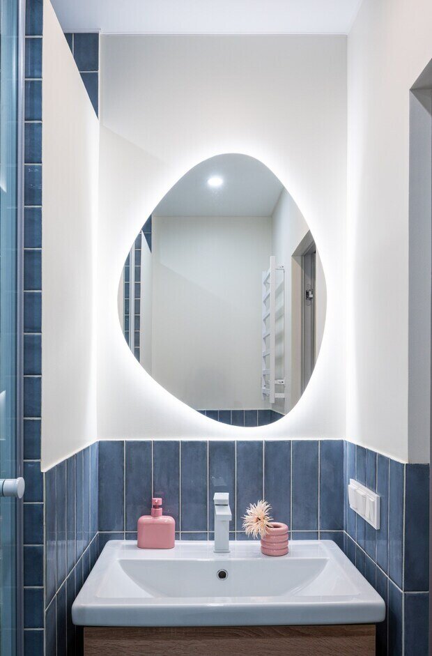 Фотография: Ванная в стиле Современный, Квартира, Проект дня, Москва, П-44, Панельный дом, 2 комнаты, 40-60 метров, Анна Бибишева – фото на INMYROOM