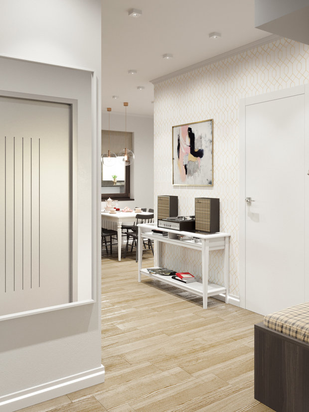 Фотография: Прихожая в стиле Скандинавский, Современный, Квартира, Студия, Проект недели, Монолитный дом, 40-60 метров, Котельники, Форма Дома – фото на INMYROOM