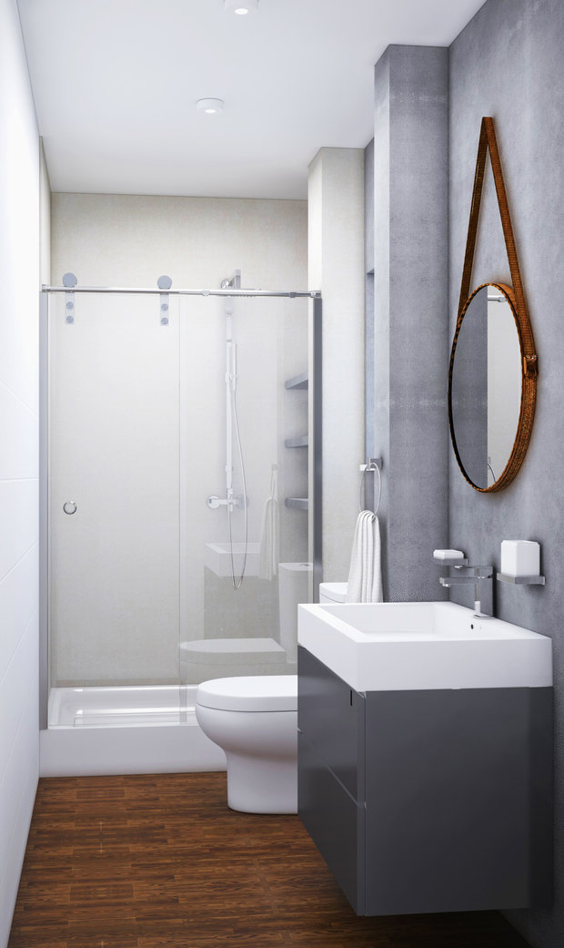 Фотография: Ванная в стиле Минимализм, Прованс и Кантри, Дом, Проект недели, Дача, Дом и дача, Ленинградская область, Ольга Левская, каркасный дом – фото на INMYROOM