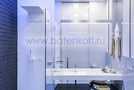 Дизайн проект туалета в современном стиле с кирпичем от Батенькофф 