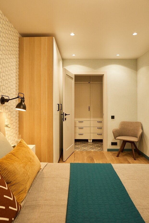 Фотография: Спальня в стиле Скандинавский, Современный, Проект недели, Москва, 3 комнаты, 40-60 метров, Ольга Коркина – фото на INMYROOM