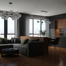 Визуализация гостиной в стиле современный минимализм