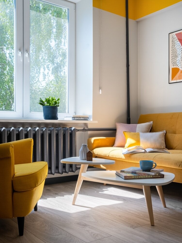 Фотография: Гостиная в стиле Современный, Квартира, Проект недели, Москва, Хрущевка, 3 комнаты, 40-60 метров, II-14, Лидия Напреенко – фото на INMYROOM Фотография: Гостиная в стиле Современный, Квартира, Проект недели, Москва, Хрущевка, 3 комнаты, 40-60 метров, II-14, Лидия Напреенко – фото на INMYROOM