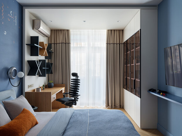 Фотография: Детская в стиле Современный, Квартира, Проект дня, Москва, 4 и больше, Более 90 метров, Индивидуальный проект, обновить интерьер, современные интерьеры, дизайн 2025 – фото на INMYROOM