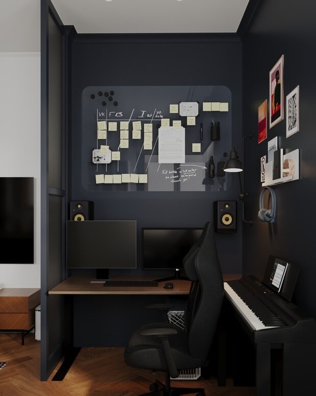 Фотография: Кабинет в стиле Современный, Эклектика, Квартира, Проект дня, Москва, 3 комнаты, 60-90 метров, Анастасия Струве – фото на INMYROOM