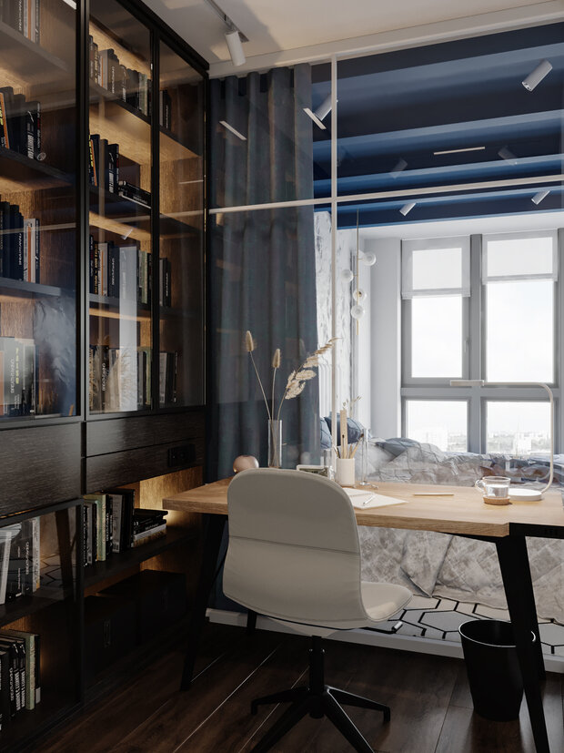Фотография: Кабинет в стиле Современный, Эклектика, Квартира, Проект недели, Санкт-Петербург, 4 и больше, Более 90 метров, Монолитно-кирпичный, VizDiz, Илона Ореховская – фото на INMYROOM