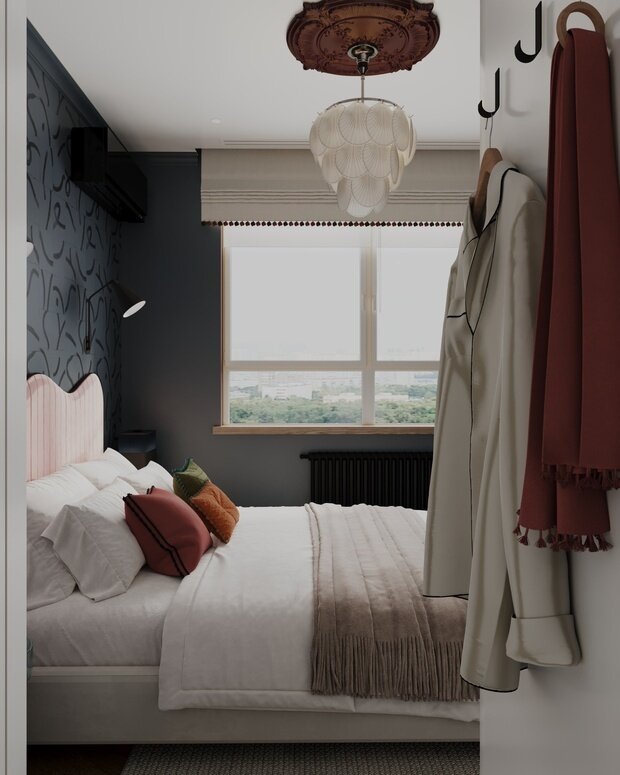 Фотография: Спальня в стиле Современный, Эклектика, Квартира, Проект дня, Москва, 3 комнаты, 60-90 метров, Анастасия Струве – фото на INMYROOM
