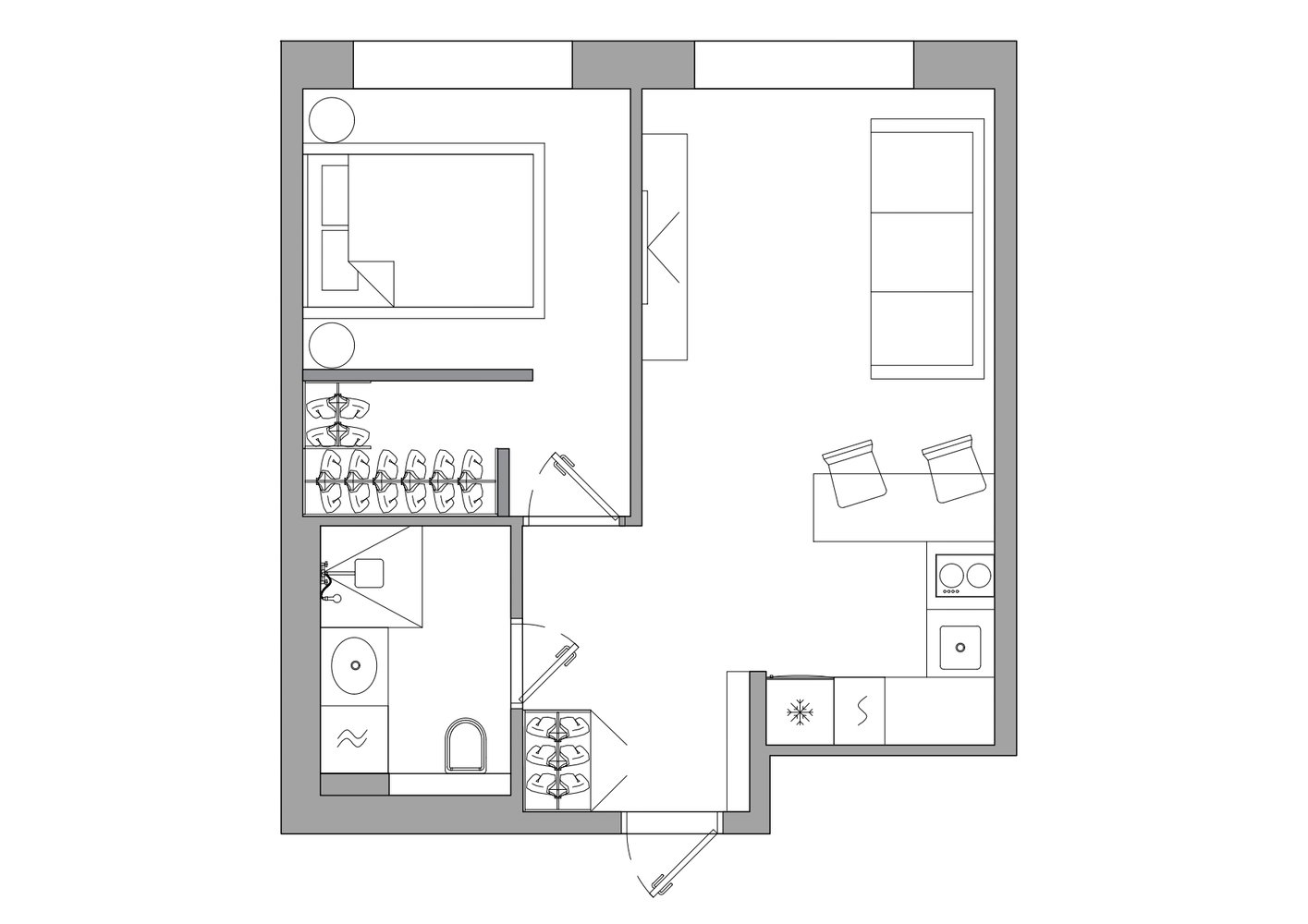 Фотография: Планировки в стиле , Современный, Квартира, Проект недели, Москва, 2 комнаты, до 40 метров, Екатерина Проскурина – фото на INMYROOM Фотография: Планировки в стиле , Современный, Квартира, Проект недели, Москва, 2 комнаты, до 40 метров, Екатерина Проскурина – фото на INMYROOM