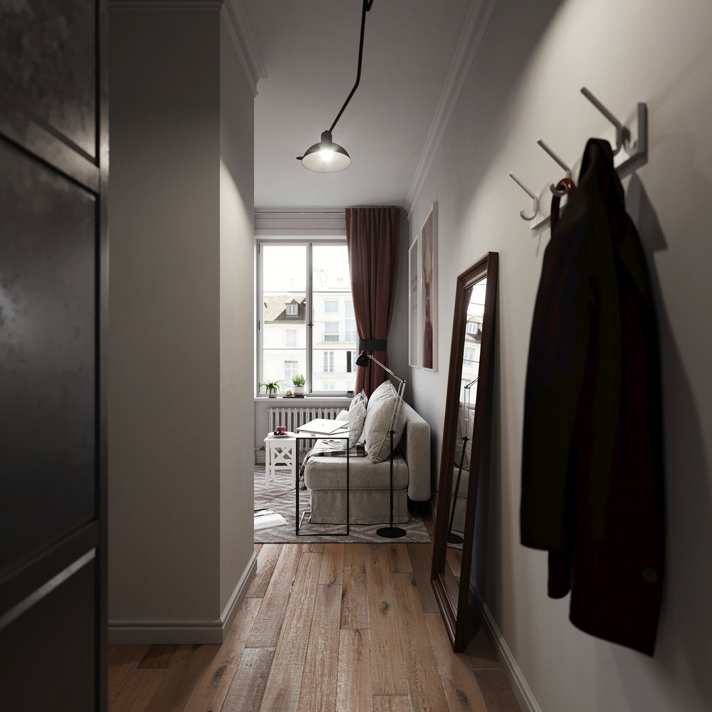 Фотография: Прихожая в стиле Скандинавский, Малогабаритная квартира, Квартира, Студия, Проект недели, Москва, Монолитный дом, до 40 метров, Anova Interior Design – фото на INMYROOM