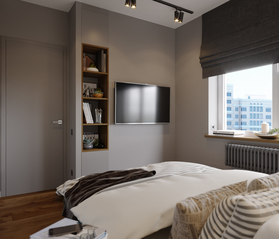 Фотография: Спальня в стиле Современный, Минимализм, Квартира, Проект недели, Санкт-Петербург, Виктория Малышева, VMGroup, 2 комнаты, 40-60 метров, Монолитно-кирпичный, ЖК Самоцветы – фото на INMYROOM Фотография: Спальня в стиле Современный, Минимализм, Квартира, Проект недели, Санкт-Петербург, Виктория Малышева, VMGroup, 2 комнаты, 40-60 метров, Монолитно-кирпичный, ЖК Самоцветы – фото на INMYROOM