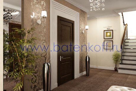 Дизайн проект прихожей в особняке в Сысерти созданный в артдеко