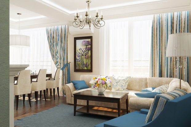 Фотография: Гостиная в стиле Прованс и Кантри, Квартира, Дома и квартиры, Проект недели – фото на INMYROOM