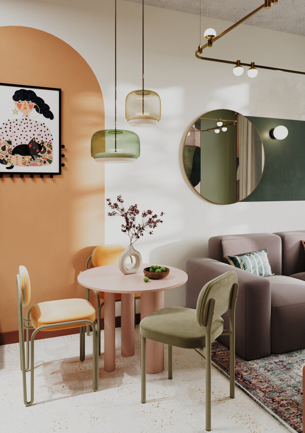 Фотография: Кухня и столовая в стиле Современный, Эклектика, Малогабаритная квартира, Квартира, Проект дня, Москва, Монолитный дом, 2 комнаты, до 40 метров, terracotta.buro, Илона Рафикова – фото на INMYROOM