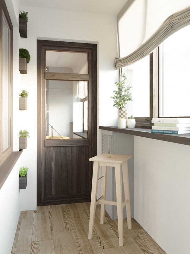 Фотография: Балкон в стиле Скандинавский, Современный, Квартира, Студия, Проект недели, Монолитный дом, 40-60 метров, Котельники, Форма Дома – фото на INMYROOM