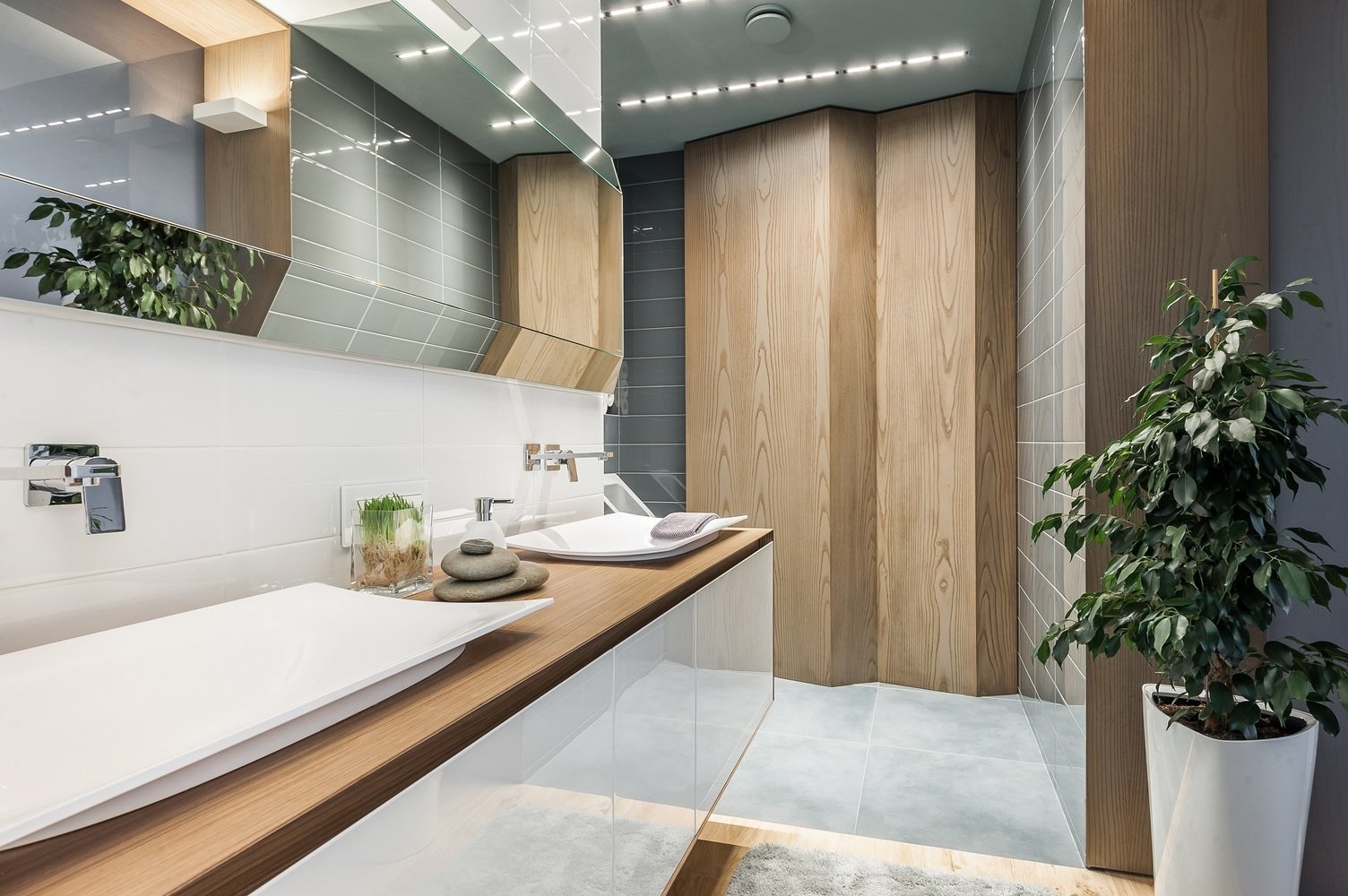 Фотография: Ванная в стиле Современный, Кухня и столовая, Гостиная, Спальня, Белый, Проект недели, Бежевый, Коричневый, Более 90 метров, ПРЕМИЯ INMYROOM – фото на INMYROOM Фотография: Ванная в стиле Современный, Кухня и столовая, Гостиная, Спальня, Белый, Проект недели, Бежевый, Коричневый, Более 90 метров, ПРЕМИЯ INMYROOM – фото на INMYROOM