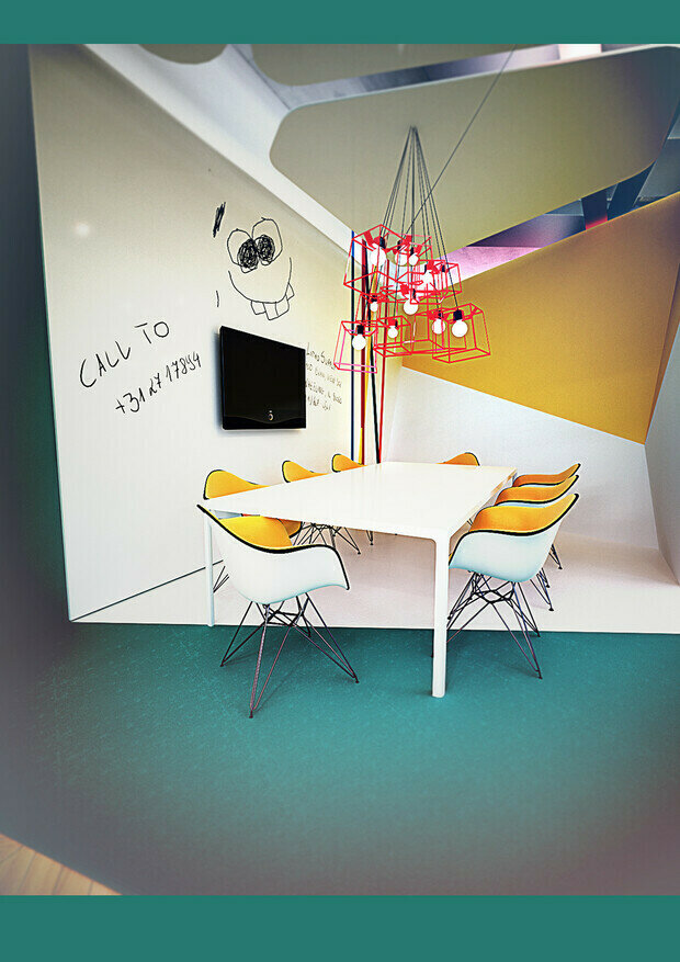 Визуализация офиса в стиле хай-тек