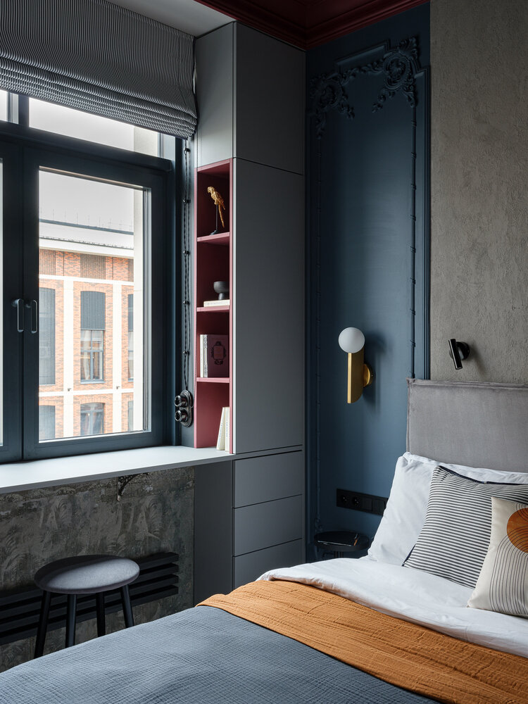 Фотография: Спальня в стиле Современный, Эклектика, Квартира, Проект дня, Москва, Монолитный дом, 2 комнаты, 40-60 метров, Мария Синельникова – фото на INMYROOM