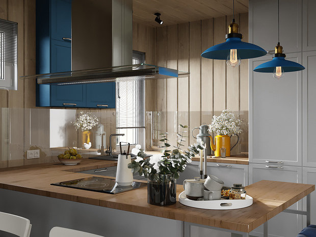 Фотография: Кухня и столовая в стиле Скандинавский, Дом, Проект недели, Дом и дача, Татьяна Воронцова, каркасный дом, 4 и больше, Дизайн-студия «Цуккини», Более 90 метров – фото на INMYROOM