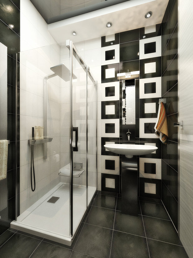 Фото из портфолио Черно-белый интерьер для ванной комнаты от Design Ideas Crimea – фотографии дизайна интерьеров на INMYROOM
