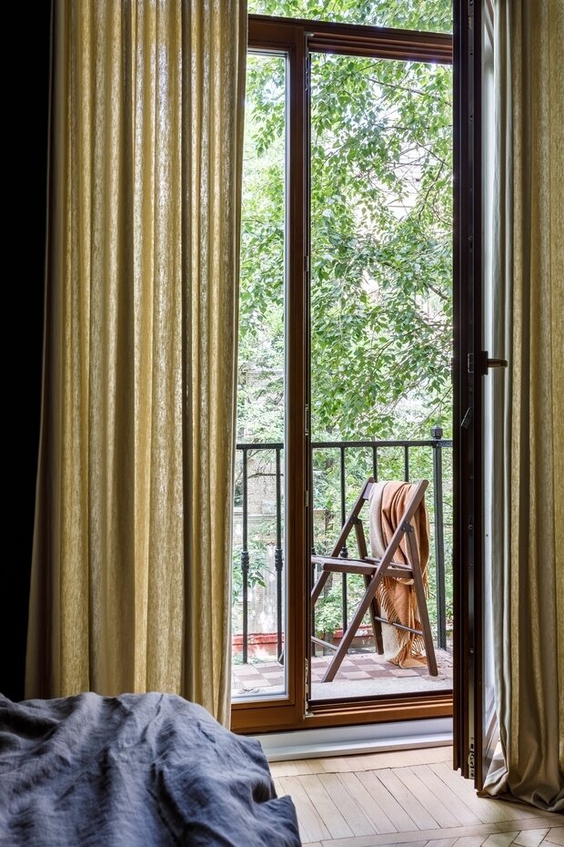 Фотография: Спальня в стиле Скандинавский, Современный, Эклектика, Винтажный, Квартира, Проект недели, Москва, Сталинка, Кирпичный дом, 3 комнаты, 60-90 метров, I-410, Ольга Рюкина – фото на INMYROOM