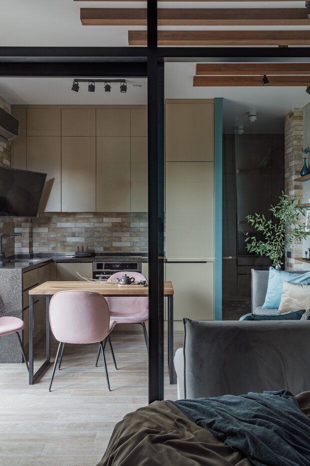 Фотография: Кухня и столовая в стиле Лофт, Современный, Малогабаритная квартира, Квартира, Студия, Проект недели, Эко, Сочи, Монолитный дом, до 40 метров, 40-60 метров, Studiome design, Юлия Фана – фото на INMYROOM