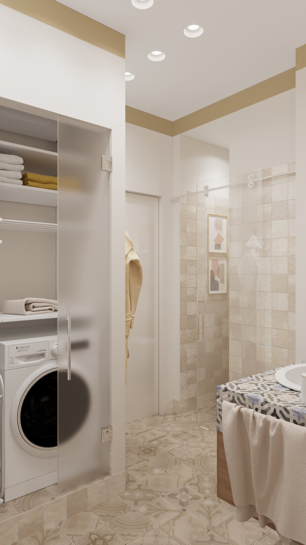 Фотография: Ванная в стиле Современный, Восточный, Эклектика, Квартира, Проект недели, 4 и больше, 60-90 метров, Алена Чекалина, Котельники, Дизайн-студия Алены Чекалиной – фото на INMYROOM