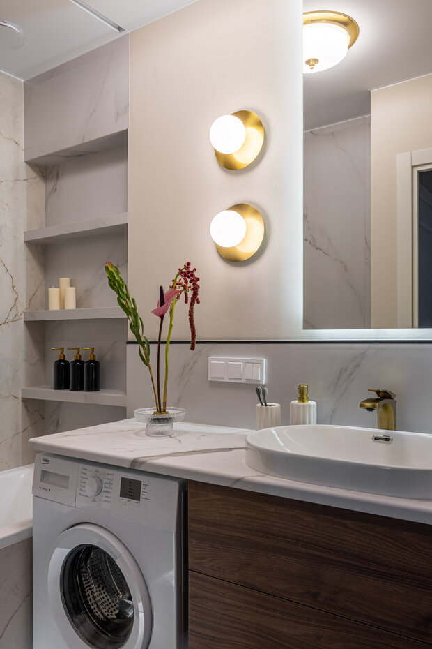 Фотография: Ванная в стиле Современный, Квартира, Проект дня, Москва, Кирпичный дом, 3 комнаты, 60-90 метров, Виктория Аз-Зари – фото на INMYROOM