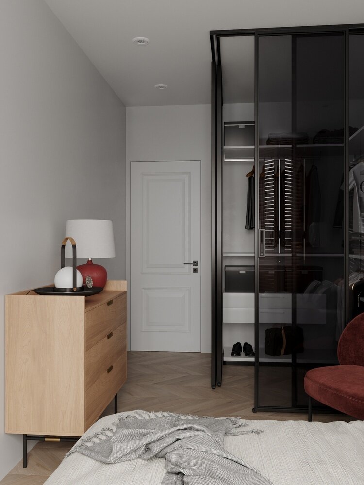 Фотография: Спальня в стиле Современный, Винтажный, Квартира, Проект недели, Москва, Кирпичный дом, 2 комнаты, 40-60 метров, DSGN HUB – фото на INMYROOM Фотография: Спальня в стиле Современный, Винтажный, Квартира, Проект недели, Москва, Кирпичный дом, 2 комнаты, 40-60 метров, DSGN HUB – фото на INMYROOM