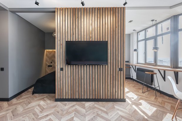 Фотография: Гостиная в стиле Современный, Минимализм, Малогабаритная квартира, Квартира, Студия, Проект дня, Ростов-на-Дону, до 40 метров, Lanors, Юрий Луценко – фото на INMYROOM