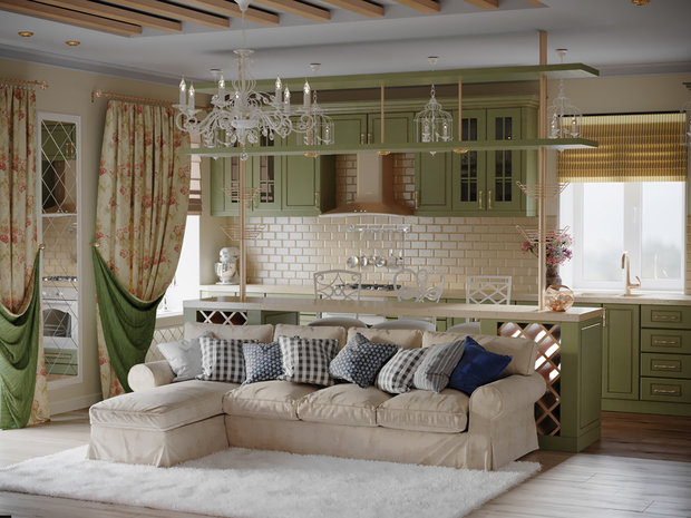 Фото из портфолио Кухня-гостиная в стиле прованс – фотографии дизайна интерьеров на INMYROOM