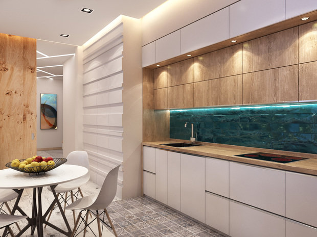 Фотография: Кухня и столовая в стиле Минимализм, Эко, Современный, Эклектика, Квартира, Проект недели, Монолитный дом, 3 комнаты, 60-90 метров, Москав, Liberta Interior, Инна Кликина – фото на INMYROOM