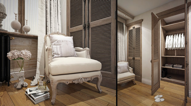 Фотография: Гардеробная в стиле Прованс и Кантри, Квартира, Проект недели, Москва, Монолитный дом, 4 и больше, Более 90 метров, Дарья Мисюра, ЖК «Соколиное гнездо» – фото на INMYROOM