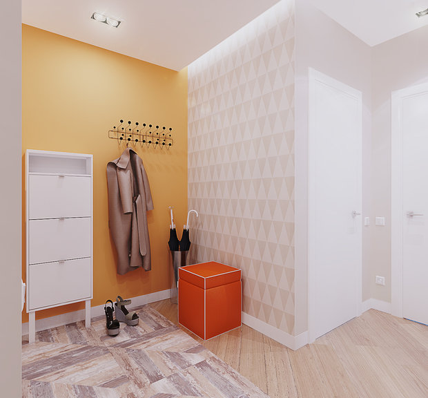 Фотография: Прихожая в стиле Скандинавский, Квартира, Проект недели, новостройка, Монолитный дом, 2 комнаты, 60-90 метров, Тюмень, Kaplun&Osipov – фото на INMYROOM