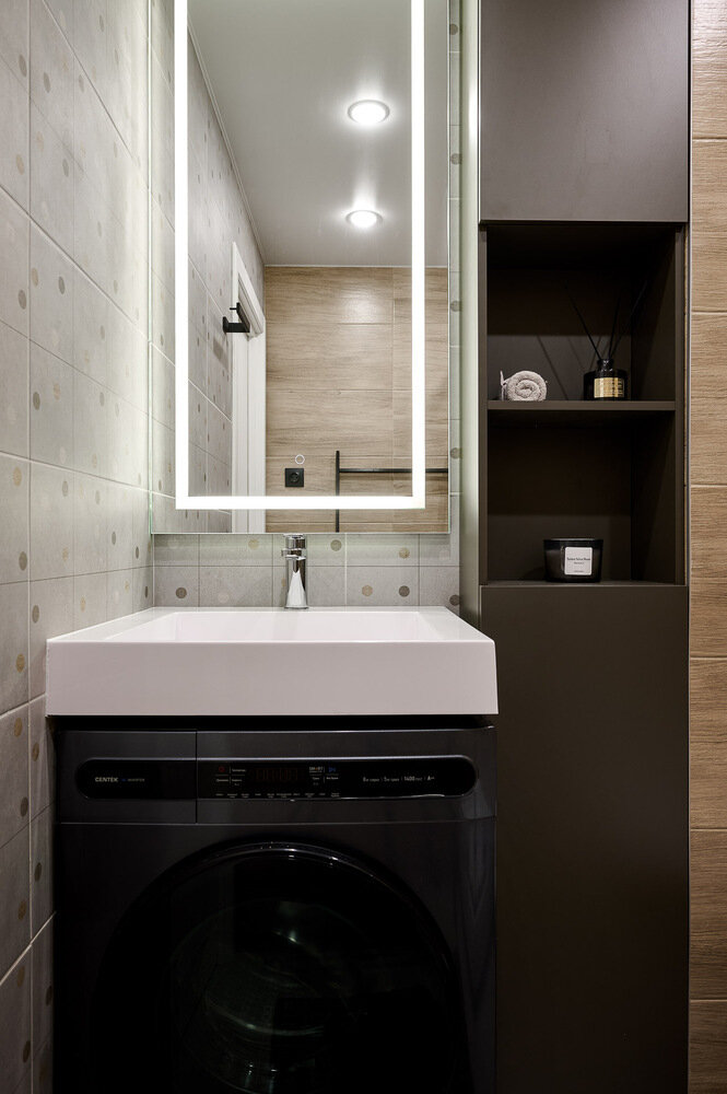 Фотография: Ванная в стиле Современный, Эклектика, Лофт, Малогабаритная квартира, Квартира, Студия, Проект недели, Москва, Кирпичный дом, до 40 метров, Алла Богданова – фото на INMYROOM Фотография: Ванная в стиле Современный, Эклектика, Лофт, Малогабаритная квартира, Квартира, Студия, Проект недели, Москва, Кирпичный дом, до 40 метров, Алла Богданова – фото на INMYROOM