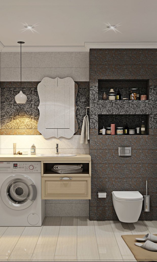 Визуализация интерьера ванной комнаты в классическом стиле