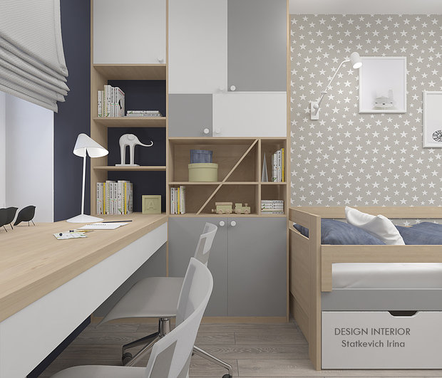 Фото из портфолио Проект в серо-синих тонах – фотографии дизайна интерьеров на INMYROOM