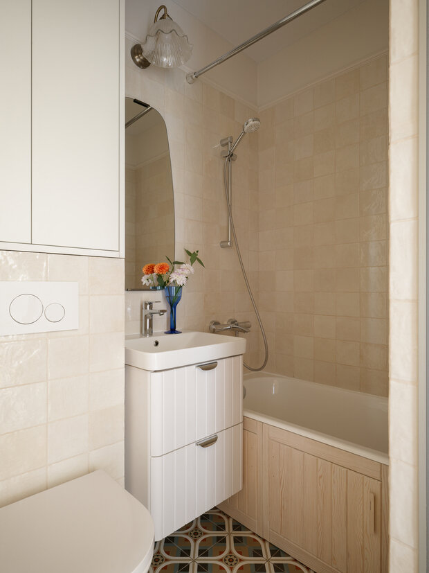 Фотография: Ванная в стиле Современный, Малогабаритная квартира, Квартира, Проект дня, Москва, Хамовники, Хрущевка, 2 комнаты, 40-60 метров, Анастасия Заркуа – фото на INMYROOM