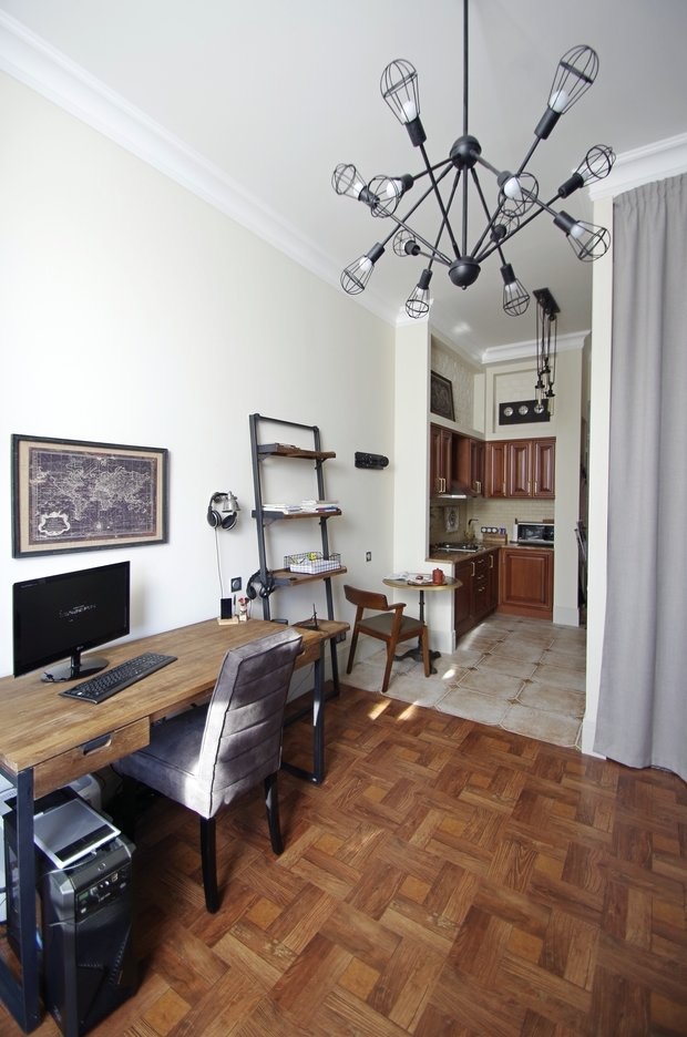 Фотография: Кабинет в стиле Лофт, Эклектика, Малогабаритная квартира, Квартира, Студия, Проект недели, Санкт-Петербург, Анастасия Киселева, Кирпичный дом, до 40 метров – фото на INMYROOM