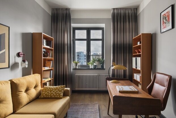 Фотография: Кабинет в стиле Скандинавский, Современный, Эклектика, Винтажный, Квартира, Проект недели, Москва, Сталинка, Кирпичный дом, 3 комнаты, 60-90 метров, Алиса Каштанова – фото на INMYROOM