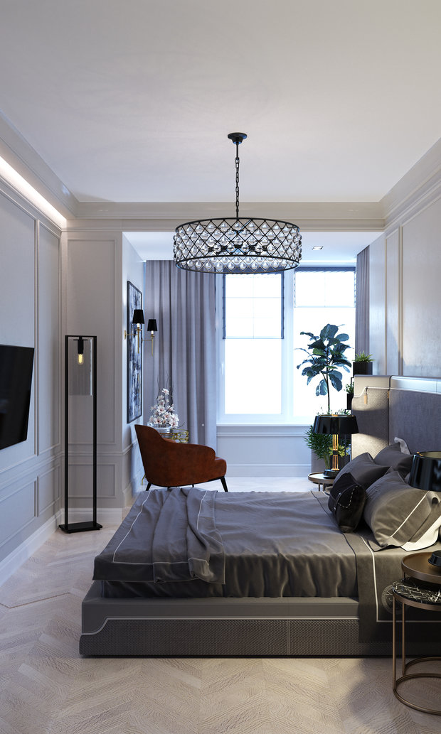 Фото из портфолио Квартира в стиле современная классика - ул 1905 г. Спальня Хозяйская – фотографии дизайна интерьеров на INMYROOM