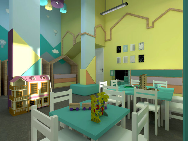 Визуализация интерьера детской в современном стиле