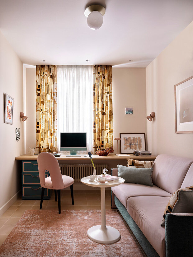 Фотография: Кабинет в стиле Современный, Малогабаритная квартира, Квартира, Проект дня, Москва, Одинцово, Кирпичный дом, 2 комнаты, 40-60 метров, Марина Жеренко – фото на INMYROOM